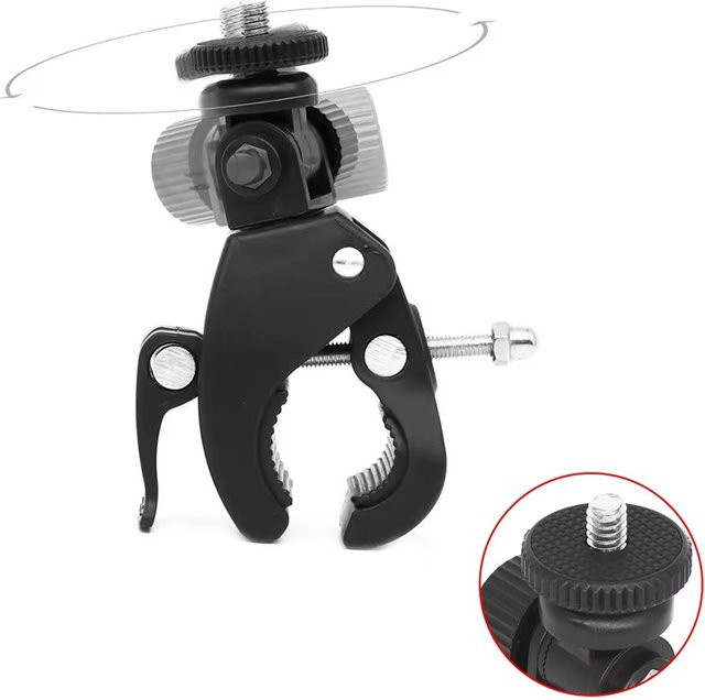 GoPro 360-Grad-Lenkerklemme mit 1/4-Zoll-Schraubadapter in Schwarz für Fahrrad und Outdoor-Aufnahmen - Bild 1