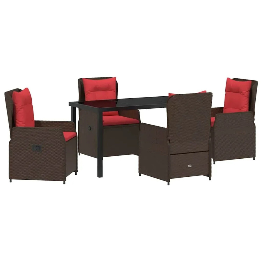 vidaXL Garten Essgruppe aus Poly-Rattan in Braun, 5-teiliges Set für Terrasse und Garten - Bild 2