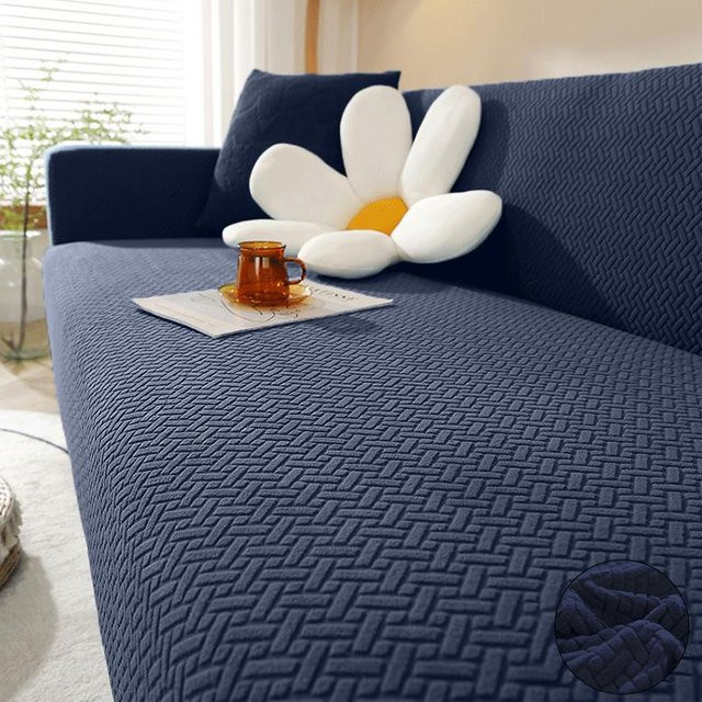 Elastischer Jacquard-Sofabezug von Your Warm Home in Blau für 1-Sitzer, Breite: 90-140 cm - Bild 1