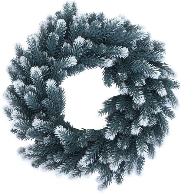 Künstlicher Adventskranz MCW O98 aus Tanne mit Schnee in Grün und Weiß, Durchmesser: 45 cm - Bild 1