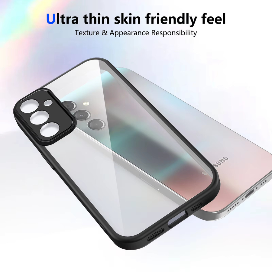 Samsung Galaxy F14 und Galaxy M14 Handyhülle aus Silikon mit Luftpolster und harter Rückseite, Transparent Matt, Purple - Bild 1