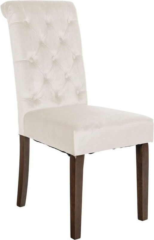 CLP Esszimmerstuhl Lisburn Polsterstuhl aus Samt in Beige mit Chesterfield Design und gesteppter Oberfläche - Bild 2