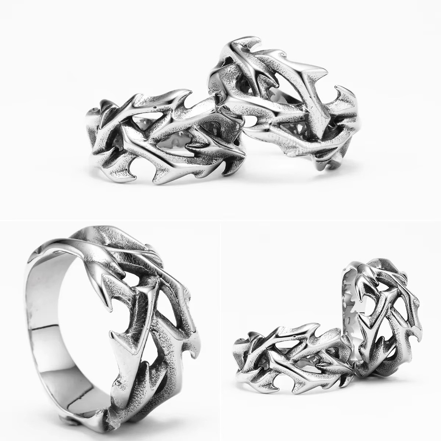 Metal Town Ring Jesus Dornen Krone, Edelstahl, Silber, Punk, Unisex - Bild 3
