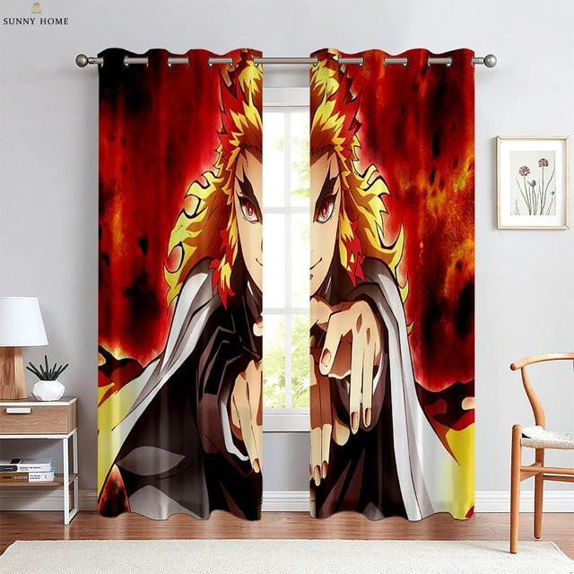 Yiran Furniture Anime Cartoon Japanische Comic Vorhänge, 2er-Set, Mehrfarbig, B: 110 cm, H: 240 cm - Bild 1