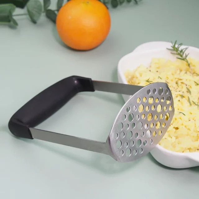 Edelstahl Kartoffelschieber und Kartoffelstampfer in Silber für Püree und Fruchtsaft, rund - Bild 1