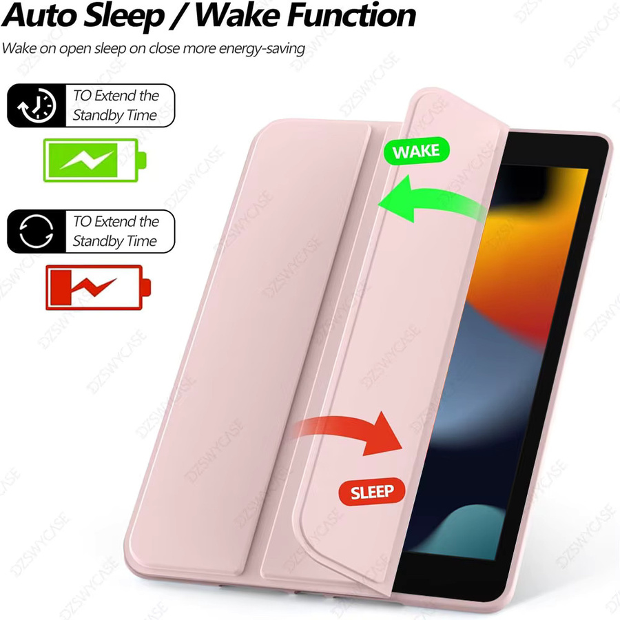DZSWYCASE Silikonhülle für iPad 9./8./7. Generation 10,2 Zoll in Schwarz und Pink mit dreifach faltbarem Stand und automatischer Schlaf-Wach-Funktion - Bild 2