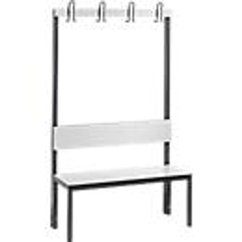 C+P Garderobenbank Basic Plus mit Rückenlehne, Gestell Schwarzgrau und Dekor Weiß, H 165 cm x B 100 cm x T 40,7 cm - Bild 2