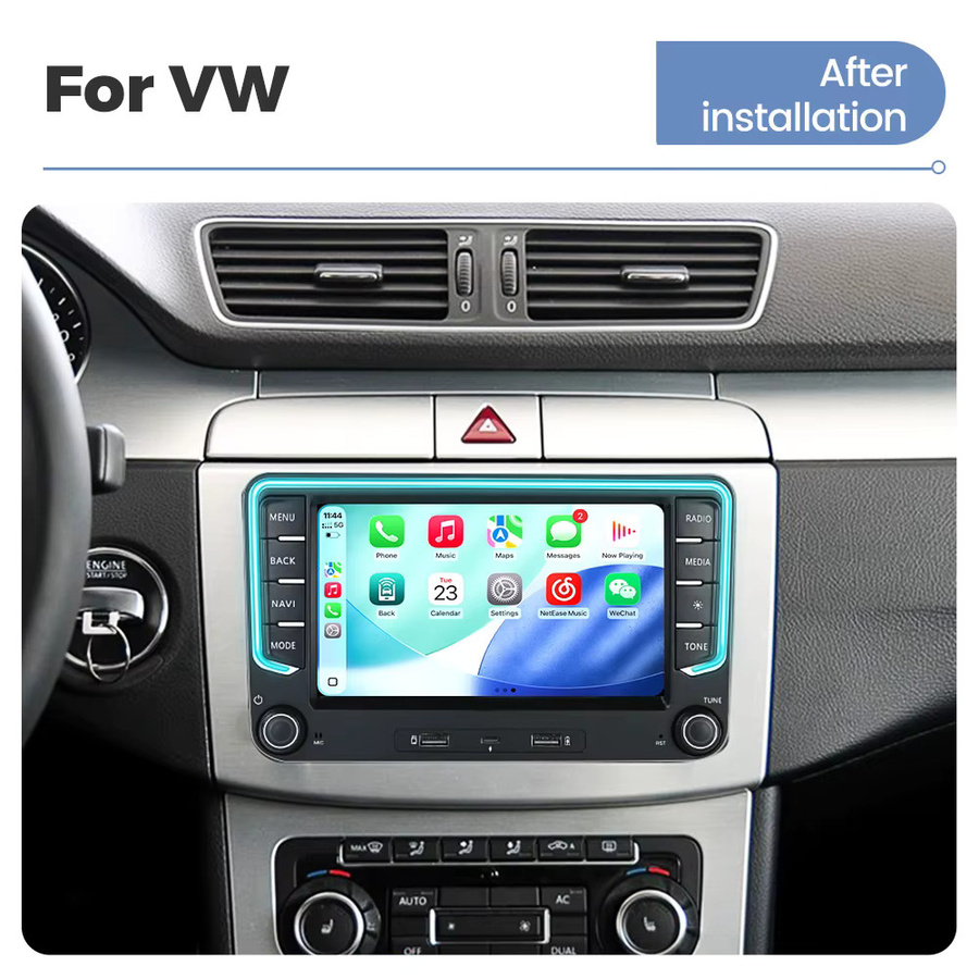 MEKEDE 7-Zoll Android Autoradio mit 4G+64G, ChatGPT, GPS, WIFI, Bluetooth und kabellosem Apple CarPlay für VW Golf 5 6, Passat, Polo, Touran, Tiguan, Caddy und EOS in Schwarz - Bild 3