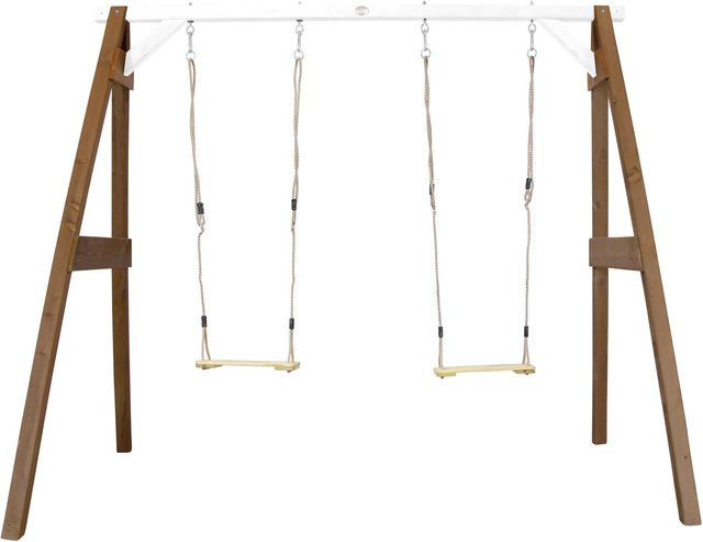 AXI Doppelschaukel aus Hemlock-Holz in Braun und Weiß, B/T/H: 160 x 254 x 207 cm - Bild 1
