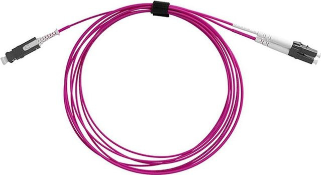 BlueOptics Duplex LWL Patchkabel OM4 Multimode, SN-UPC auf LC-UPC, beige/violett, 10 Meter, G50/125µm, LSZH, Keramik Ferrule - Bild 1