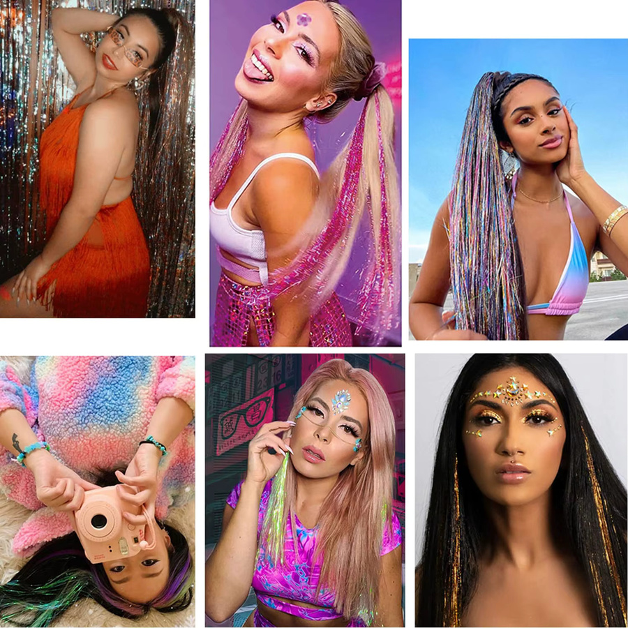 DinDong Clip-in-Haarverlängerungen, 20 Zoll, Synthetik, 6 Stück, Damen - Bild 5