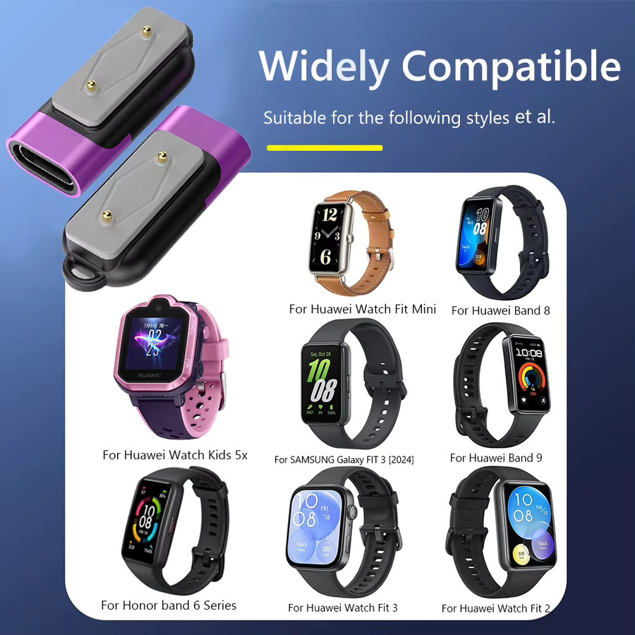 Samsung USB-C-Adapter für Samsung Galaxy Fit 3, magnetischer rechtwinkliger Ladekabel-Konverter in Blau - Bild 3
