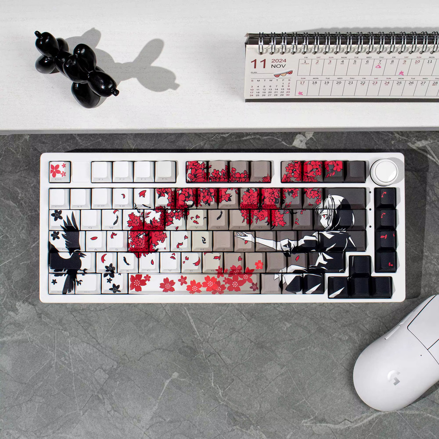 Venit Keys Raven Sakura Tastenkappen in Grau, 132 Stück, Cherry Profile PBT mit Side Shine Through für mechanische MX-Tastaturen - Bild 2