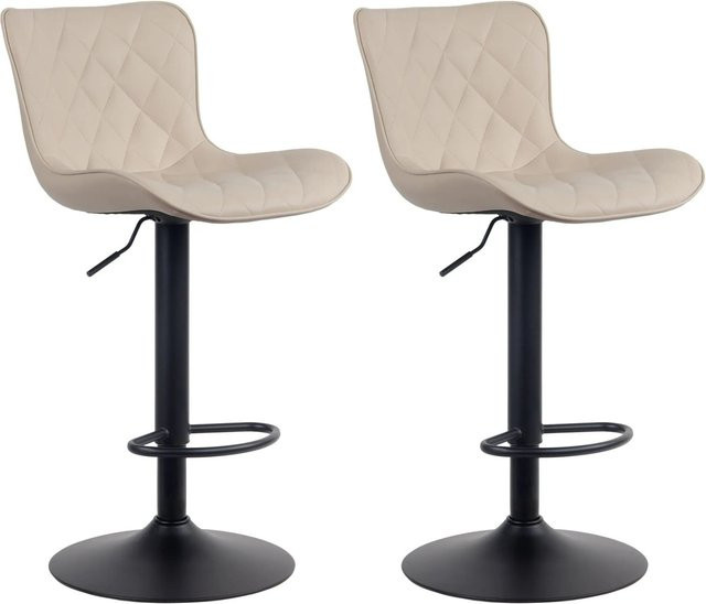 DELUKE 2er Set Barhocker BOZON in Creme, höhenverstellbare Barstühle aus Kunstleder mit Lehne und 360 Grad Drehsitz, B/T/H: 48 x 54 x 83 cm - Bild 1
