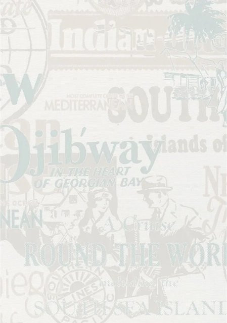 Marburg Vliestapete Illustration beschriftet in Weiß mit Typografie- und Abstract-Design, B/H: 0,53 m x 10,05 m - Bild 1