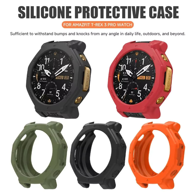 Amazfit Uhrenarmband und Silikonhülle, Silikon, Schwarz, T-REX 3Pro - Bild 3