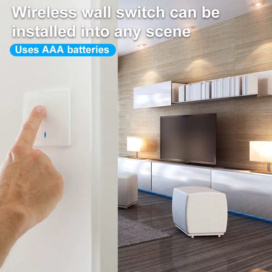QIACHIP Drahtloser RF Lichtschalter 433MHz mit Wandpanel und Fernbedienung, Smart Switch Relais-Empfänger für LED-Lampen, Farbe: Weiß - Bild 2