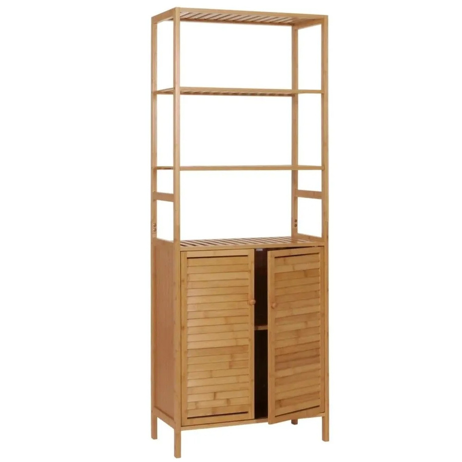 MCW Hochschrank B18 Badschrank aus Bambus und MDF in Braun mit 2 Türen und 4 Regalböden, H x B x T: 168 x 64 x 33 cm - Bild 2