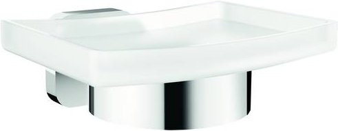 Tesa ELEGAANT Seifenschale aus Glas und Edelstahl in Chrom glänzend und Weiß satiniert mit Klebebefestigung - Bild 1