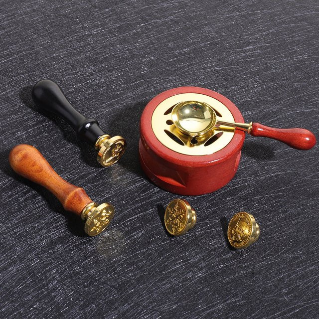 Wachssiegel-Stempelset mit verschiedenen Stempelköpfen, Wachssiegeltiegel und Spatel in Multicolour für DIY Umschlag-Siegel und Geschenkdekoration - Bild 1