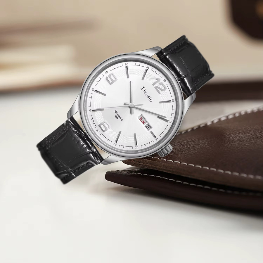 Deesio Armbanduhr Automatik, Edelstahl, Leder, Herren - Bild 2
