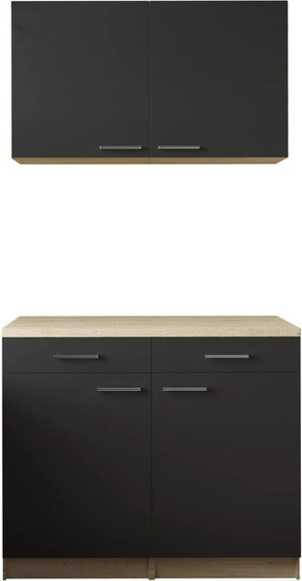 Respekta Küchenmöbel-Set Merle Modern in Schwarz mit Soft-Close-Türen und Schubladen, B/H/T: 100 x 200 x 60 cm - Bild 1