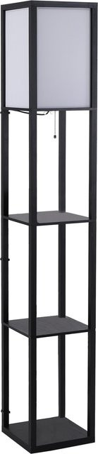 HOMCOM Stehleuchte mit Regalen in Schwarz, moderne Innenbeleuchtung für Wohn- und Schlafzimmer, E27 bis 40W, B/T/H: 26 x 26 x 160 cm - Bild 1