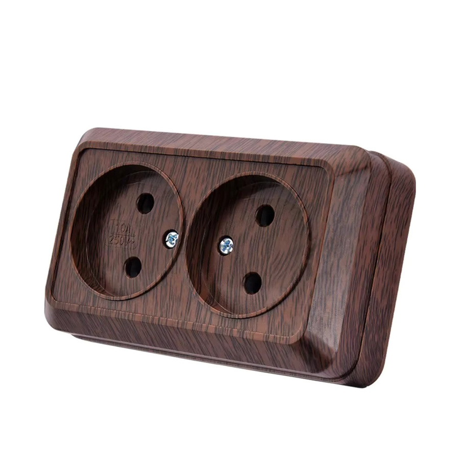 WESA Steckdose aus Kunststoff in Braun mit EU-Standard und flammhemmender Oberfläche für Holzwandoberflächen, 250 V - Bild 6