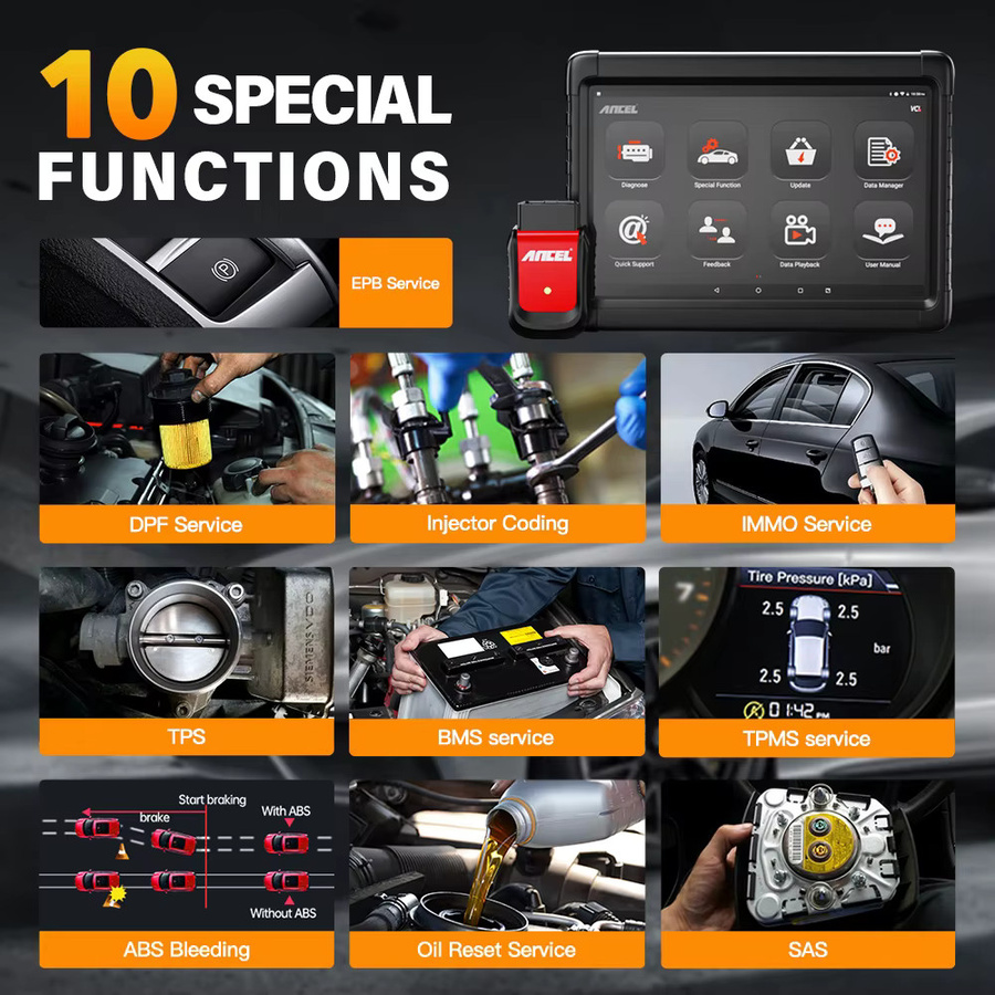 Ancel X6 OBD2 Scanner Professionelles Kfz-Diagnosegerät in Schwarz für alle Systeme mit ABS, Öl, EPB und DPF Reset sowie Codeleser - Bild 4