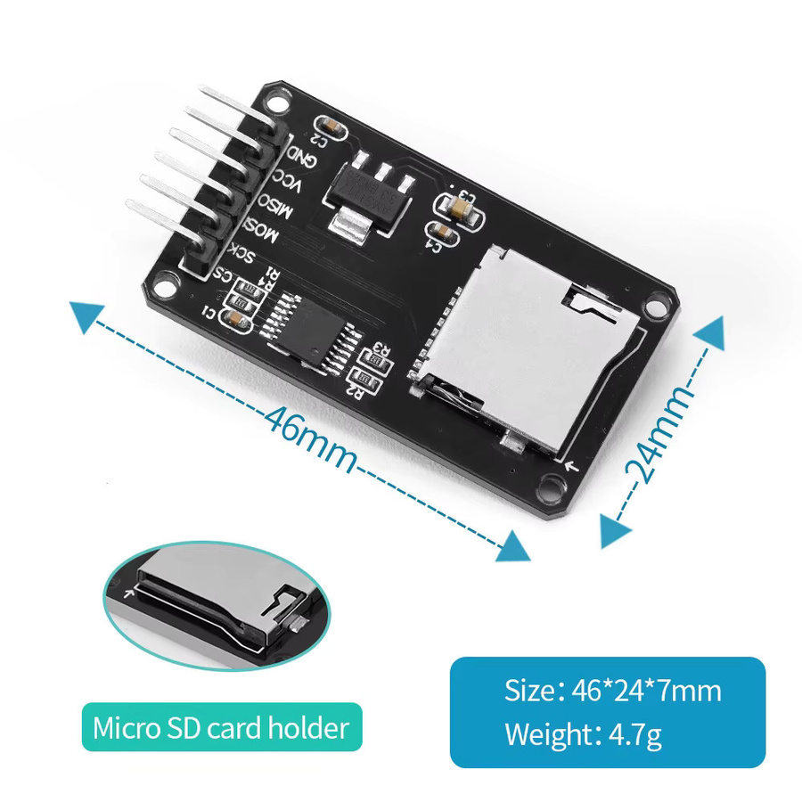 Keyestudio Micro-SD-Kartenmodul mit SPI-Schnittstelle und Pegelumwandlung in Schwarz für Arduino IDE-Programmierung inklusive SD-Kartenhalter - Bild 2