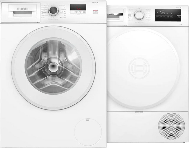 Bosch Waschmaschinen-Set WGE02420 und WTH83VV4 in Weiß mit Quick Wash und Auto Dosing, freistehend, Frontlader - Bild 1
