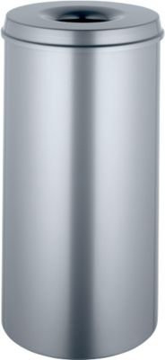 Abfallsammler für den Innenbereich mit selbstlöschendem Deckel, 50 l, Stahl pulverbeschichtet, Farbe: Silber, Durchmesser: 33,5 cm, Höhe: 62,5 cm - Bild 1