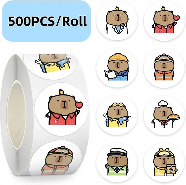 500 Stück Cartoon Capybara Siegelaufkleber in Multicolor für Gepäck, Handyhüllen und Laptops von YourLife Store - Bild 1