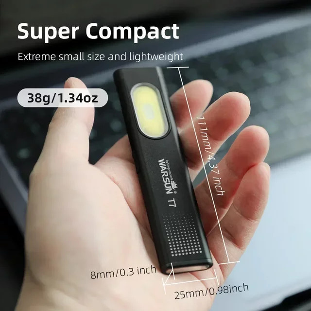 Warsun LED-Schlüsselanhänger-Taschenlampe in Schwarz, wiederaufladbar via USB-C, 600 lm Flutlicht mit Magnet und Metallgehäuse - Bild 1