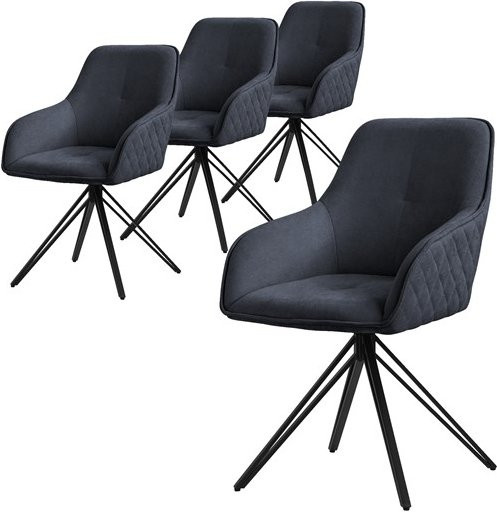 ML-Design 4er Set Esszimmerstühle drehbar in Anthrazit und Schwarz aus Textil Webstoff mit Armlehnen und Rückenlehne - Bild 1