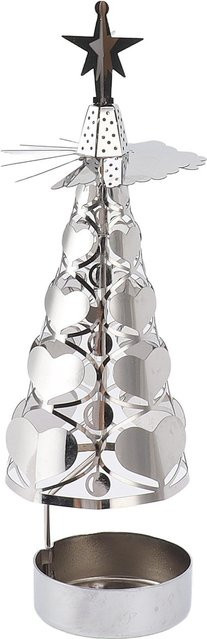 OutsideWorld Drehendes Kerzenhalter-Set in Herzform aus Metall, Weiß und Silber, ideal für Hochzeit und Weihnachten - Bild 1
