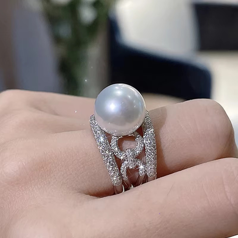 Huitan Ring für Damen, Silber, Perle, Zirkonia - Bild 2