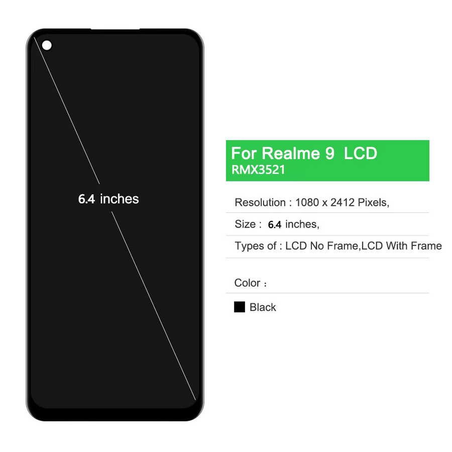 OPPO Realme 9 4G AMOLED Display Ersatz mit 6,4 Zoll Touchscreen Digitizer Baugruppe in Schwarz - Bild 2