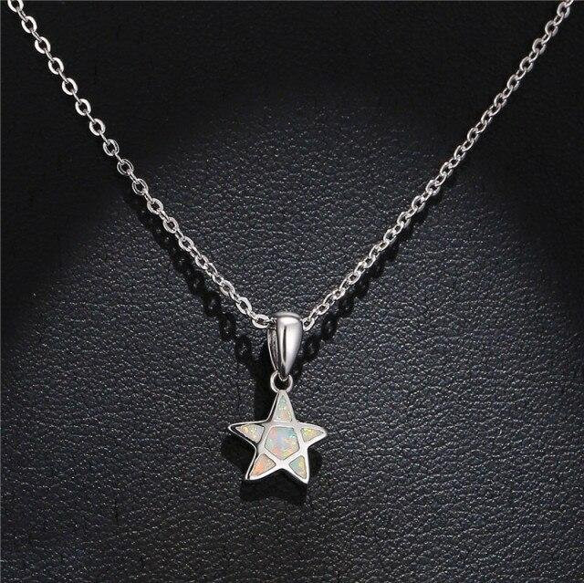 YIRAN Jewelry Halskette, 925 Silber, Sternanhänger, Opal, Damen, 45cm - Bild 1