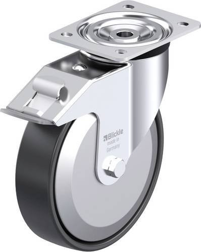Blickle Stahlblech-Lenkrolle 200K-FI-EL-FA in Schwarz und Silber mit 200 mm Rad-Durchmesser und einer Tragfähigkeit von 400 kg - Bild 1