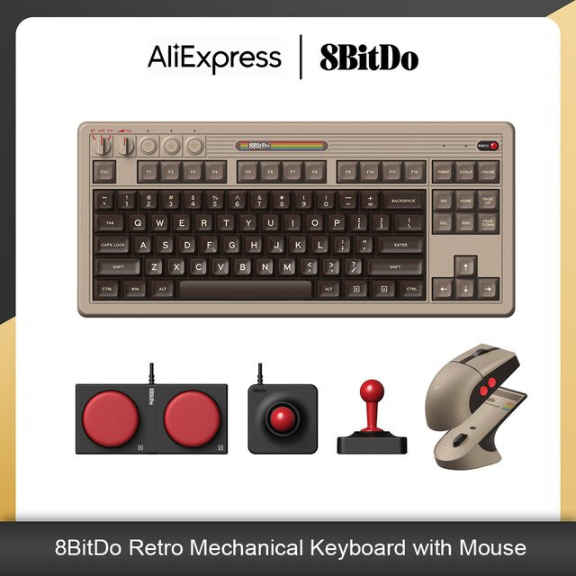 8BitDo Retro 87 Mechanische Tastatur und R8 Retro-Maus Set in Beige für Windows und Android - Bild 1