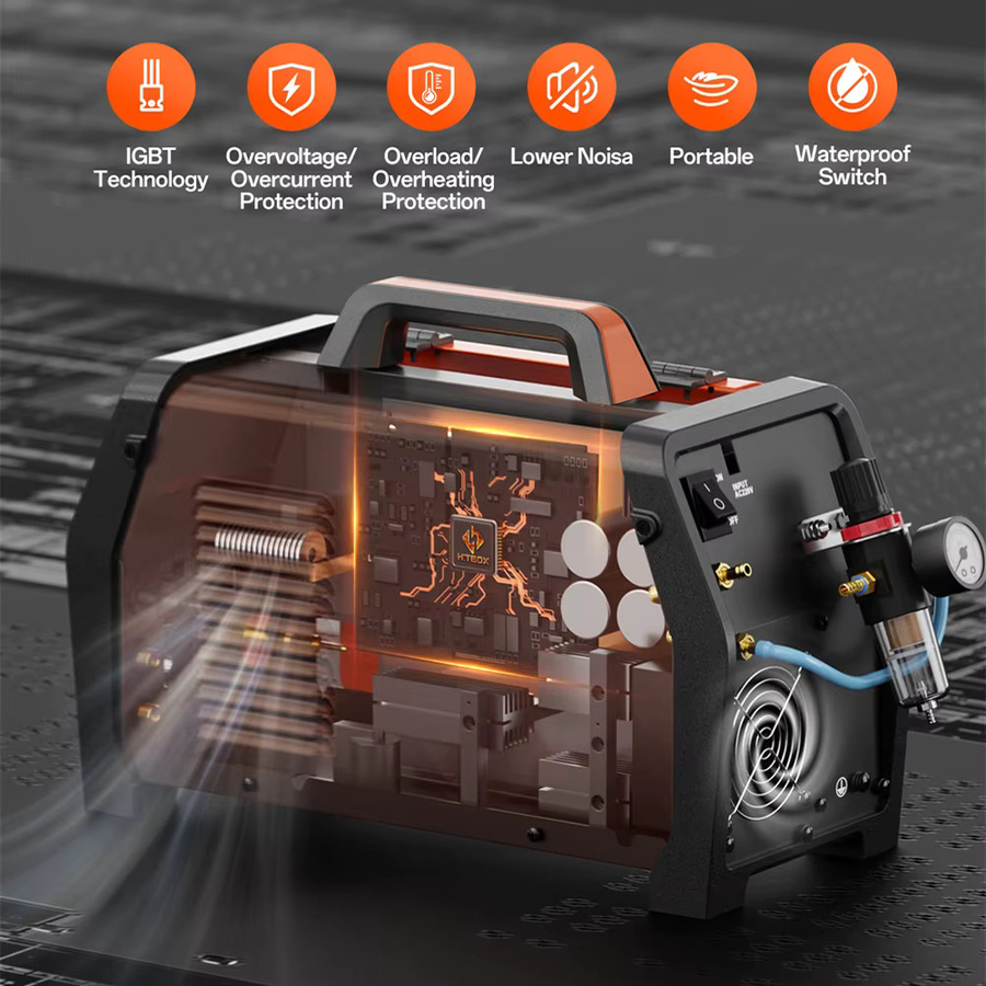 HITBOX HBMC270 Aluminium MIG-Schweißgerät mit synergischer Steuerung, 6-in-1 Multifunktionsgerät für MIG, Stick MMA, ARC, HF TIG und CUT, Gas/Gaslos sowie Punktschweißen für Aluminium und Edelstahl mit großem LED-Display und IGBT-Inverter - Bild 4