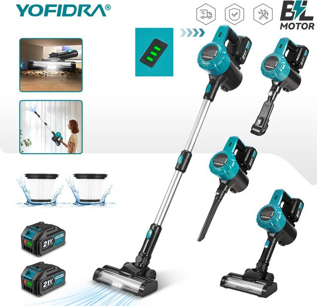Yofidra Bürstenloser Elektrischer Akku-Staubsauger mit 30kPa Saugkraft und 2 HEPA-Filtern, kompatibel mit Makita 21V Akku, für Zuhause und Auto - Bild 1