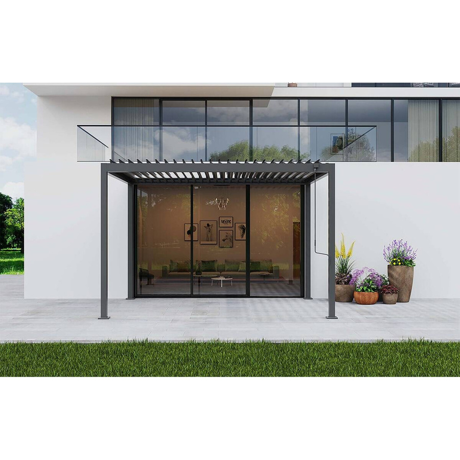 Moderne Pergola aus Stahl in Anthrazit B/H/L: 296 x 247 x 359 cm - Bild 3