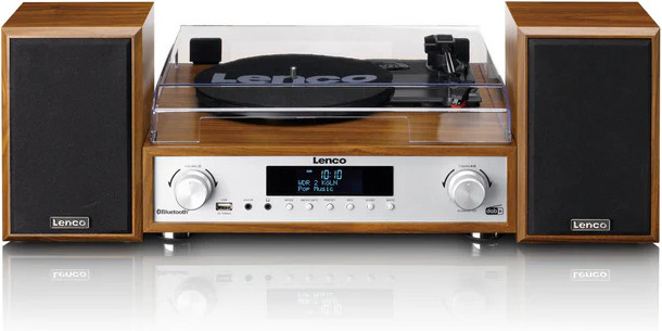 Lenco HiFi-Stereoanlage MC-160WD mit Plattenspieler, DAB+/FM-Radio, Bluetooth und USB in Braun - Bild 2