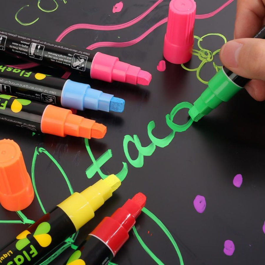 Abwischbarer Flüssigkreide-Highlighter in Grün für Whiteboard und Glasfenster mit Keilspitze - Bild 2