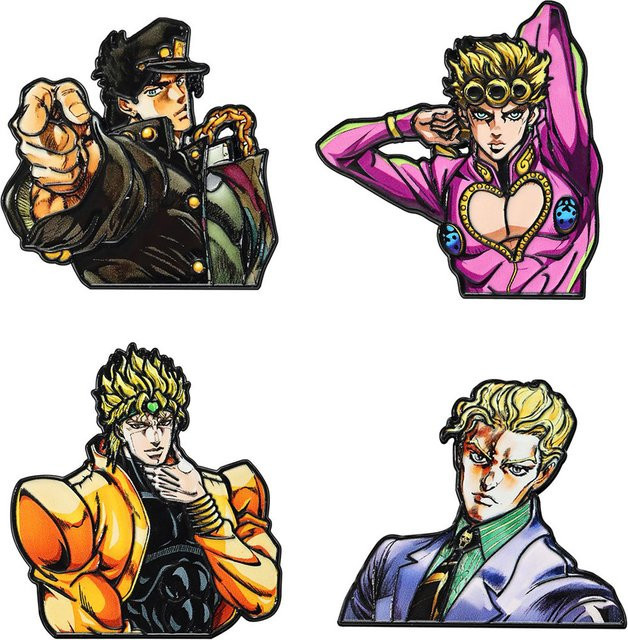 Bandai JoJo Emaille-Pins, 4er-Set, Manga-Charaktere Broschen - Bild 1