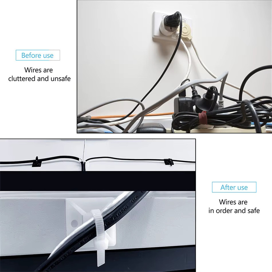 160 Stück selbstklebende Kabelbinderhalterungen in Schwarz als Kabel-Organizer und Management-Clips zur sicheren Kabelfixierung - Bild 3