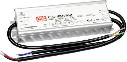 Mean Well MW HLG-185H-54B LED-Treiber, dimmbarer LED-Trafo in Silber, 186W, 3.45A, 27 - 54 V/DC, IP67 Schutzklasse - Bild 1