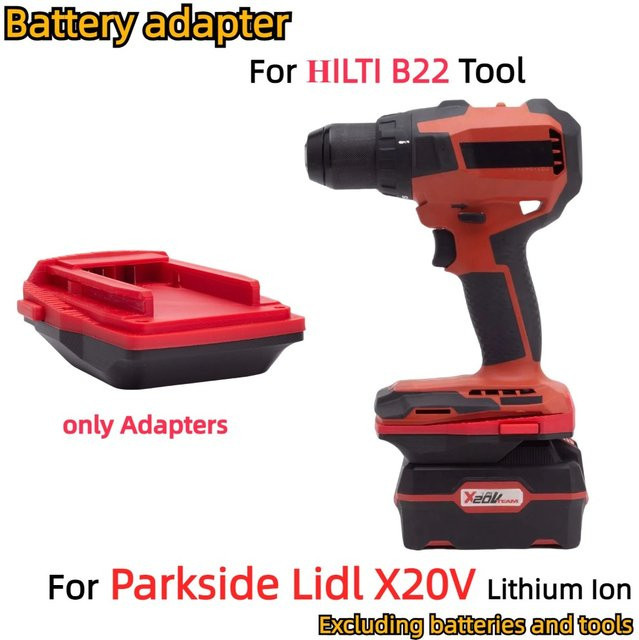 Parkside Akku-Adapter für X20V Li-Ionen-Akkus auf Hilti B22 Akku-Bohrwerkzeuge in Rot - Bild 1